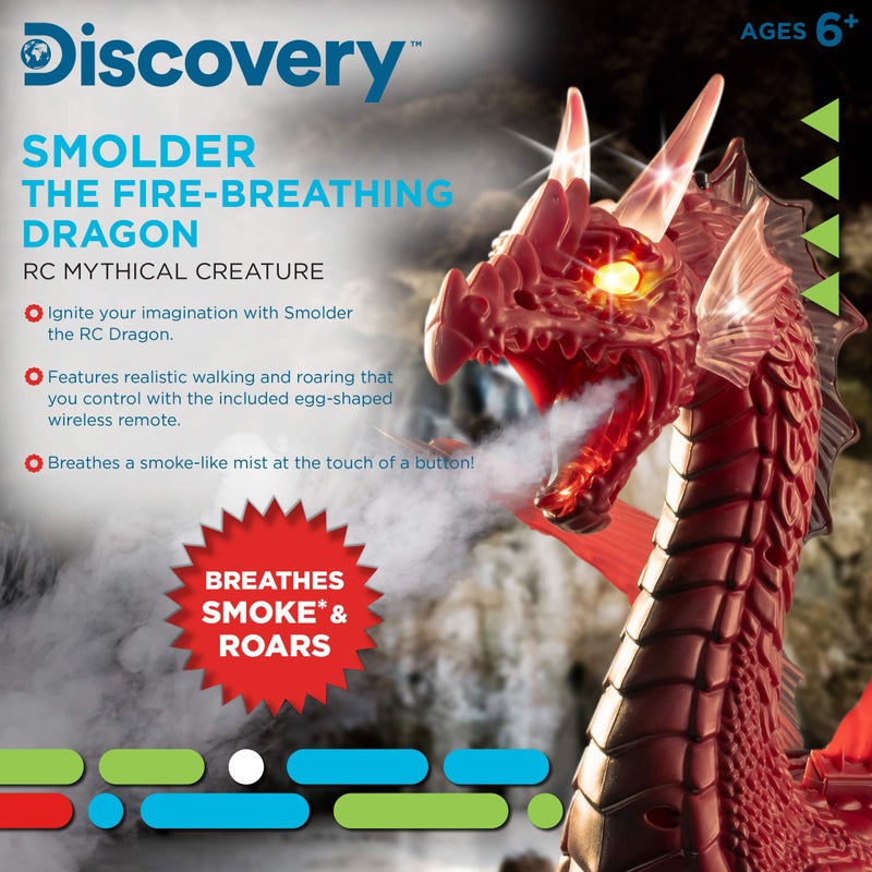 Discovery Fire-Breathing RC Dragon with Smoke Breath, Walking, Wing Flapping, Realistic Roaring Sounds| Light-Up Large Dinosaur Toy| Remote Control Robot Dino Mythical Creature| Kids Boys Gift| Age 6+ - Image 3